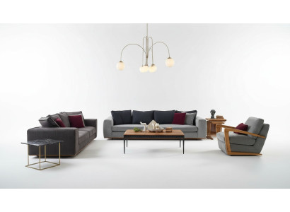 Zestaw kanapowy kompletna sofa materiałowa sofa tapicerowana szara komplet 3 sztuki nowa