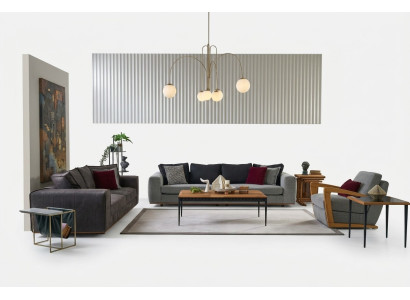 Sofy tapicerowane Kompletny zestaw kanap Sofa Sofa materiałowa Szara Zestaw 4 sztuki Nowość