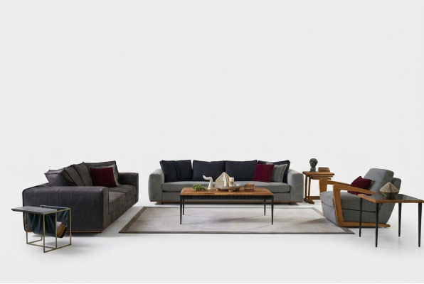 Nowoczesny Zestaw sofowy Zestaw sofowy jednoosobowa sofa tapicerowana w kolorze szarym