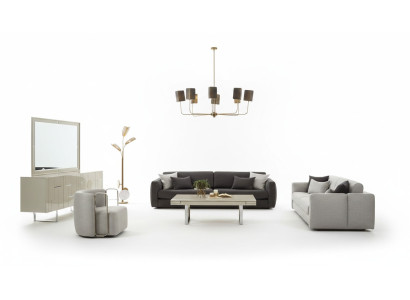 Zestaw sofowy sofa materiałowa kompletna sofa tapicerowana szara komplet 4 sztuki nowa
