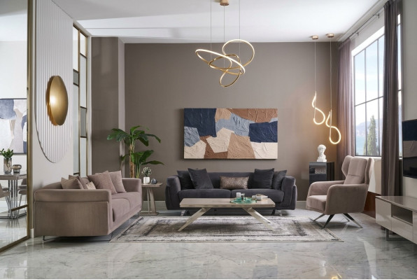 Zestaw kanapowy kompletne sofy sofa materiałowa sofy tapicerowane beżowy zestaw 4 sztuki