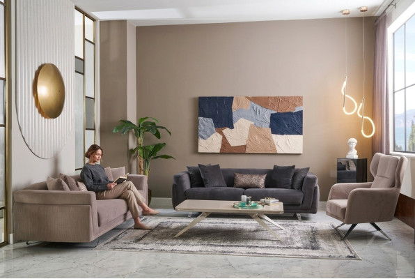 Zestaw sofowy Kompletne sofy sofa materiałowa sofy tapicerowane beżowy komplet 3 sztuki