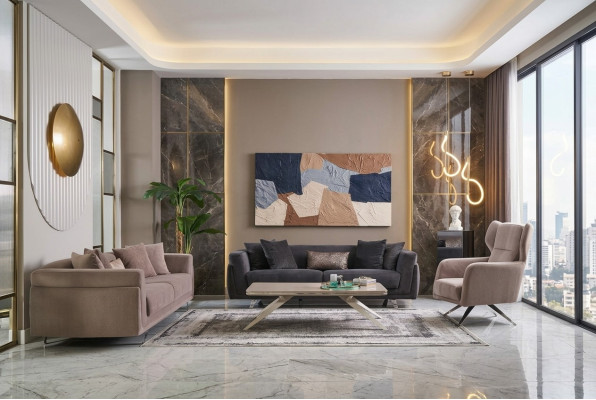 Zestaw sofowy Kompletne sofy sofa materiałowa sofy tapicerowane beżowy komplet 3 sztuki