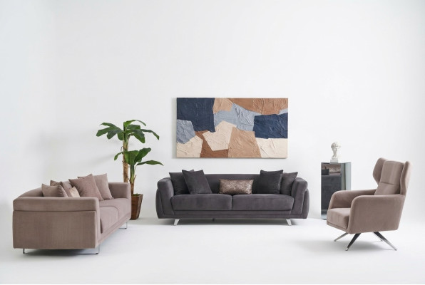 Zestaw sofowy Kompletne sofy sofa materiałowa sofy tapicerowane beżowy komplet 3 sztuki