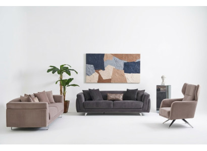 Zestaw sofowy Kompletne sofy sofa materiałowa sofy tapicerowane beżowy komplet 3 sztuki