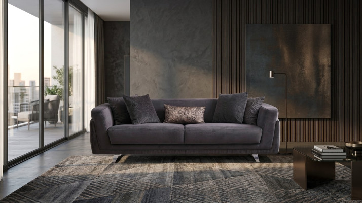Sofa trzyosobowa rozkładana 3 miejsce do siedzenia szara materiałowa sofa tapicerowana projekt sofy