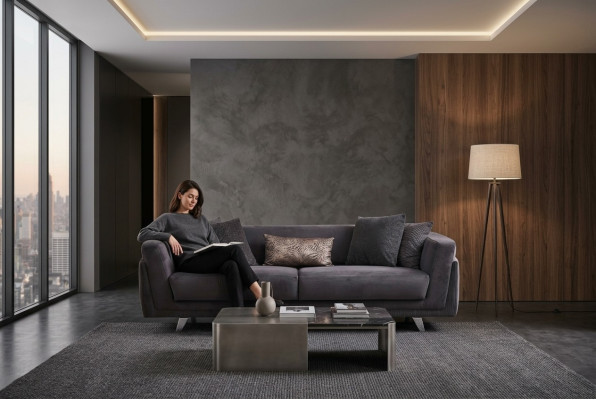 Sofa z funkcją łóżka Sofa 3 miejsce do siedzenia Szara Sofa materiałowa trzyosobowa