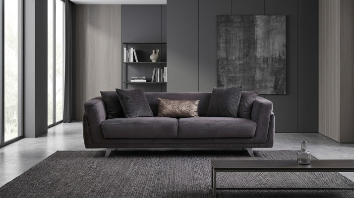 Sofa z funkcją łóżka Sofa 3 miejsce do siedzenia Szara Sofa materiałowa trzyosobowa