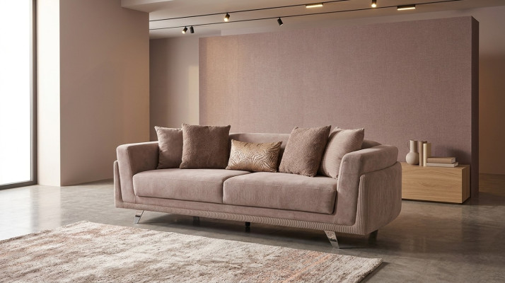 Sofa trzyosobowa z funkcją spania sofa 3 miejsce do siedzenia Sofa materiałowa w kolorze beżowym