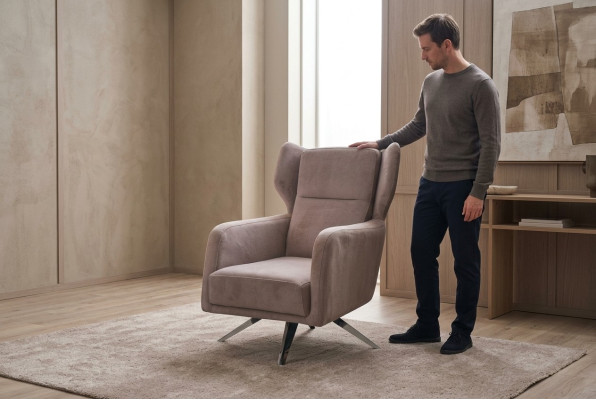 Luksusowy Fotel Single Seater Material Living Room Design Beżowa Podkładka miejsce siedzące