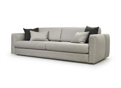 Kanapa Sofa tapicerowana sofa trzyosobowa 3 miejsce siedzące z szarego materiału, materiałowa sofa projekt