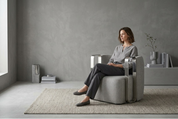 Nowoczesny Fotel Single Seater Material Salon Szara Podkładka miejsce siedzące Design