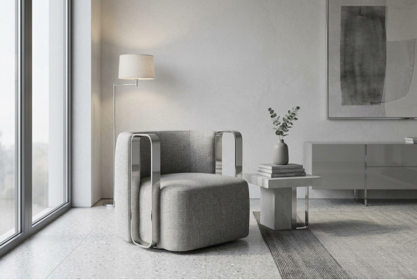 Nowoczesny Fotel Single Seater Material Salon Szara Podkładka miejsce siedzące Design