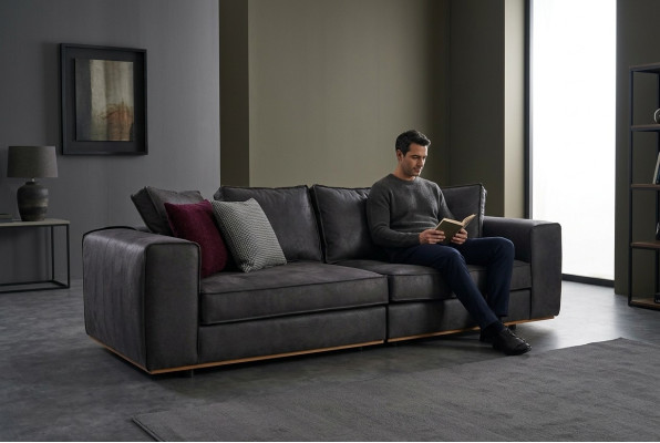 Sofa trzyosobowa rozkładana 3 miejsce do siedzenia szara materiałowa sofa tapicerowana projekt sofy