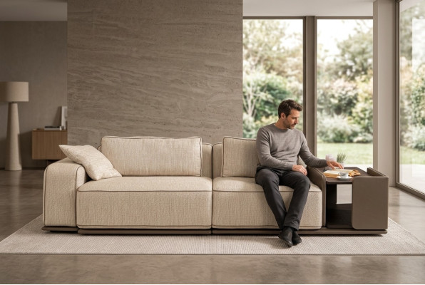 Sofa rozkładana trzyosobowa 3 miejsce siedzące beżowa sofa materiałowa sofa tapicerowana Tabela