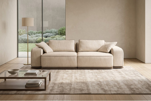 Kanapa Sofa Nowoczesna Trzyosobowa 3 Siedziba Beżowa Sofa Materiałowa Sofa Tapicerowana