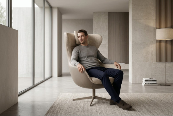 Fotel EarsFotel CocktailFotel Single Seater Materiał Beżowy Nowoczesne miejsce do siedzenia