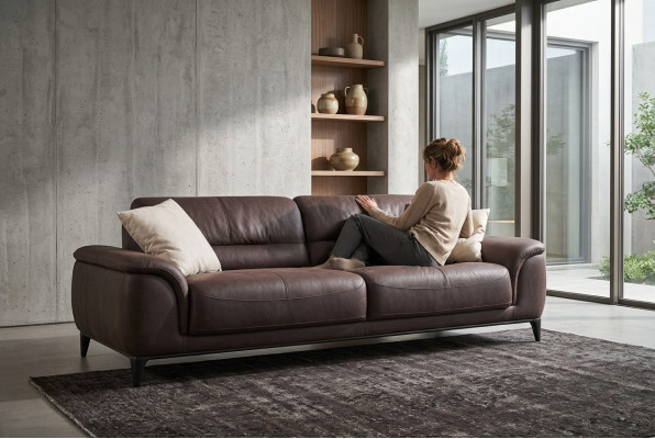 Sofa tapicerowana kanapa trzyosobowa sofa 3 miejsca siedzące materiałowa brązowa sofa sofy