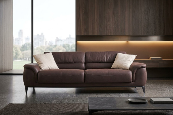Sofa tapicerowana kanapa trzyosobowa sofa 3 miejsca siedzące materiałowa brązowa sofa sofy