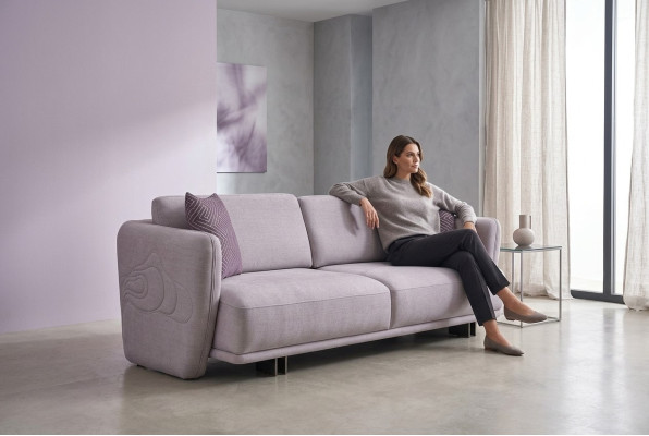 Sofa trzyosobowa rozkładana 3 miejsce do siedzenia szara materiałowa sofa tapicerowana projekt sofy