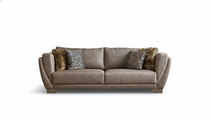 Luksusowa trzyosobowa kanapa rozkładana 3 miejsce do siedzenia brązowa materiałowa sofa tapicerowana