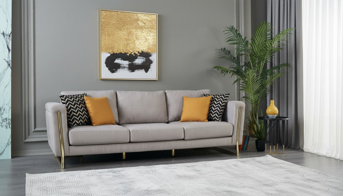 Sofa trzyosobowa kanapa 3 miejsce do siedzenia szara materiałowa sofa tapicerowana sofa nowoczesna