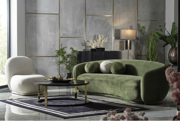 Ustawić sofę materiałową Zestaw sofowy sofa tapicerowana nowoczesny zestaw 2 sztuki zielona sofa