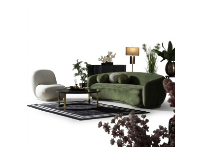 Ustawić sofę materiałową Zestaw sofowy sofa tapicerowana nowoczesny zestaw 2 sztuki zielona sofa