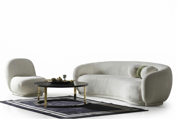 Zestaw sofowy Ustawić sofę materiałową Biała sofa tapicerowana nowoczesny komplet sofa 2-częściowa