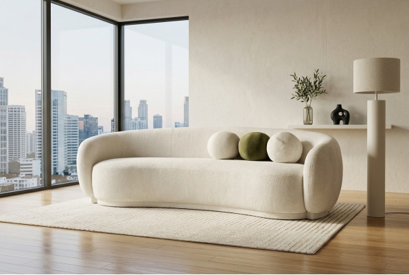 Nowoczesna sofa materiałowa kanapa trzyosobowa sofa 3 miejsce do siedzenia Biały Sofa tapicerowana z materiału
