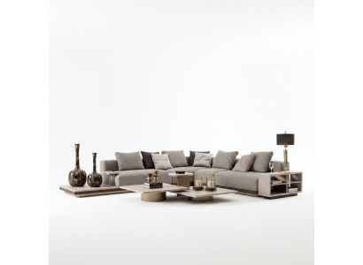Narożnikowa kanapa L form Żywy krajobraz Sofa tapicerowana Sofa materiałowa Szara Nowoczesna Sofa