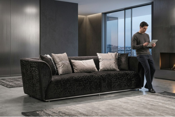 Sofa trzyosobowa 3 miejsce do siedzenia Sofa tapicerowana Sofa materiałowa Nowoczesne sofy Czarny