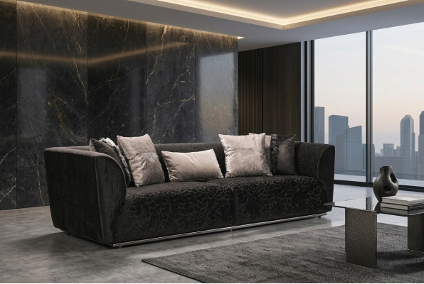 Sofa trzyosobowa 3 miejsce do siedzenia Sofa tapicerowana Sofa materiałowa Nowoczesne sofy Czarny