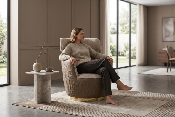 EarsFotel Fotel Material miejsce siedzące Single Seater Beige ClubFotel Modern