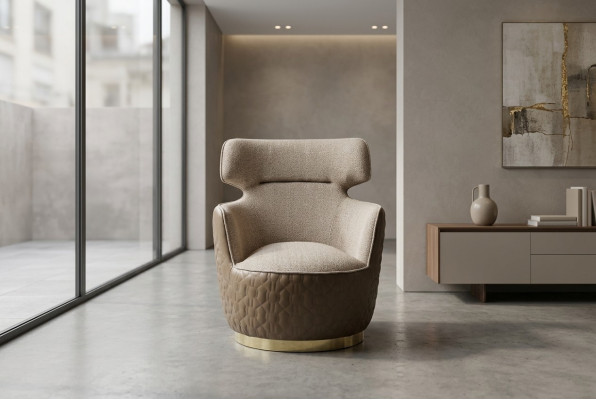 EarsFotel Fotel Material miejsce siedzące Single Seater Beige ClubFotel Modern