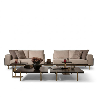 Sofa czteroosobowa 4 miejsce do siedzenia Sofa tapicerowana Sofa materiałowa Beżowa Nowoczesna Tabela Nowość