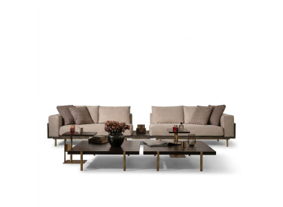 Sofa czteroosobowa 4 miejsce do siedzenia Sofa tapicerowana Sofa materiałowa Beżowa Nowoczesna Tabela Nowość