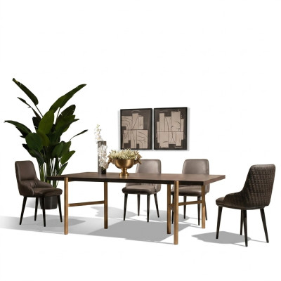 Stół obiadowy do jadalni Tabela jadalnia Drewno Brown Modern Gold Design