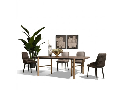 Stół obiadowy do jadalni Tabela jadalnia Drewno Brown Modern Gold Design