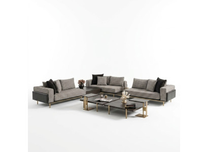 Narożnikowa kanapa L forma Zestaw narożny Duża sofa Sofa tapicerowana szara Sofa materiałowa Nowość