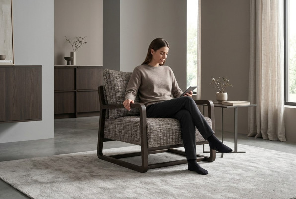 Fotel jednoosobowy miejsce siedzące Szare Drewno salon TVFotel RelaxFotel