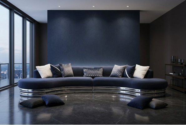 Kanapa Sofa 5 miejsce siedzące Sofa Tapicerowana Duża Sofa Tkaninowa Niebieski Nowoczesny Design