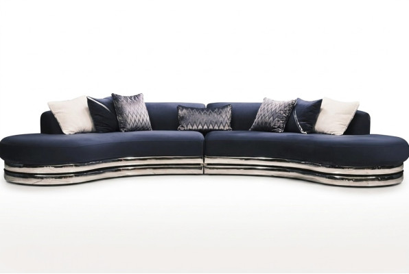 Kanapa Sofa 5 miejsce siedzące Sofa Tapicerowana Duża Sofa Tkaninowa Niebieski Nowoczesny Design