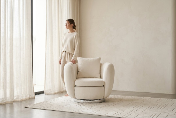 Nowoczesny Fotel jednoosobowy miejsce siedzące Biały Materiał salon RelaxFotel
