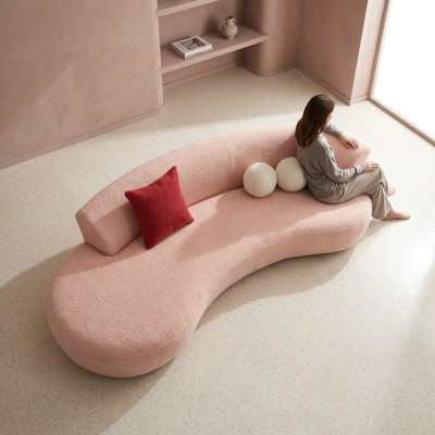 Kanapa trzyosobowa sofa materiałowa sofa 3 miejsce do siedzenia tapicerowana sofa nowoczesna różowa