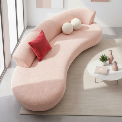 Kanapa trzyosobowa sofa materiałowa sofa 3 miejsce do siedzenia tapicerowana sofa nowoczesna różowa