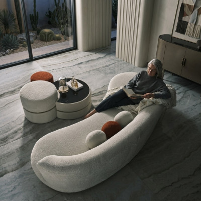 Grupa Sofa tapicerowana Sofa puchowa trzyosobowa 3 miejsce do siedzenia Sofa materiałowa 4-częściowa Biały