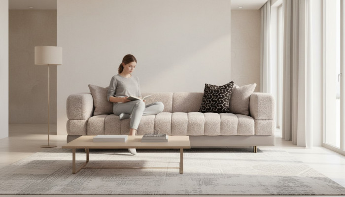 Sofa rozkładana trzyosobowa 3 miejsce do siedzenia tapicerowana sofa materiałowa nowoczesna szara