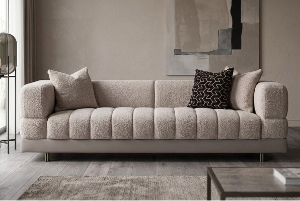 Sofa rozkładana trzyosobowa 3 miejsce do siedzenia tapicerowana sofa materiałowa nowoczesna szara