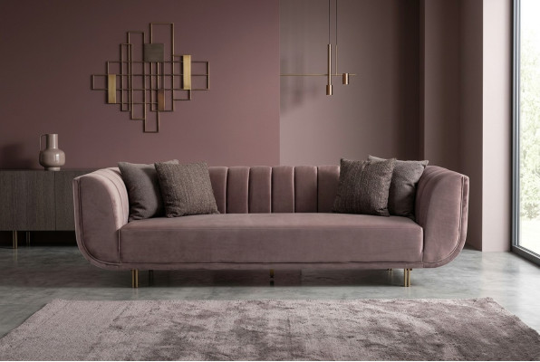 Nowoczesna kanapa Sofa trzyosobowa sofa tapicerowana sofa materiałowa fioletowa 3 miejsce siedzące Nowość